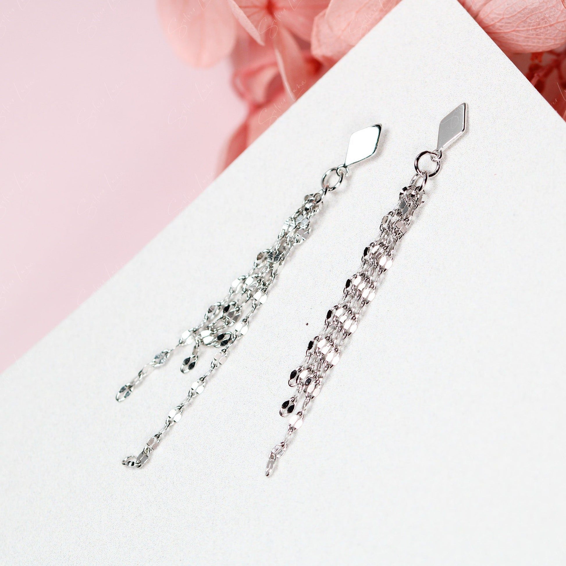 twist chain dangle drop earrings