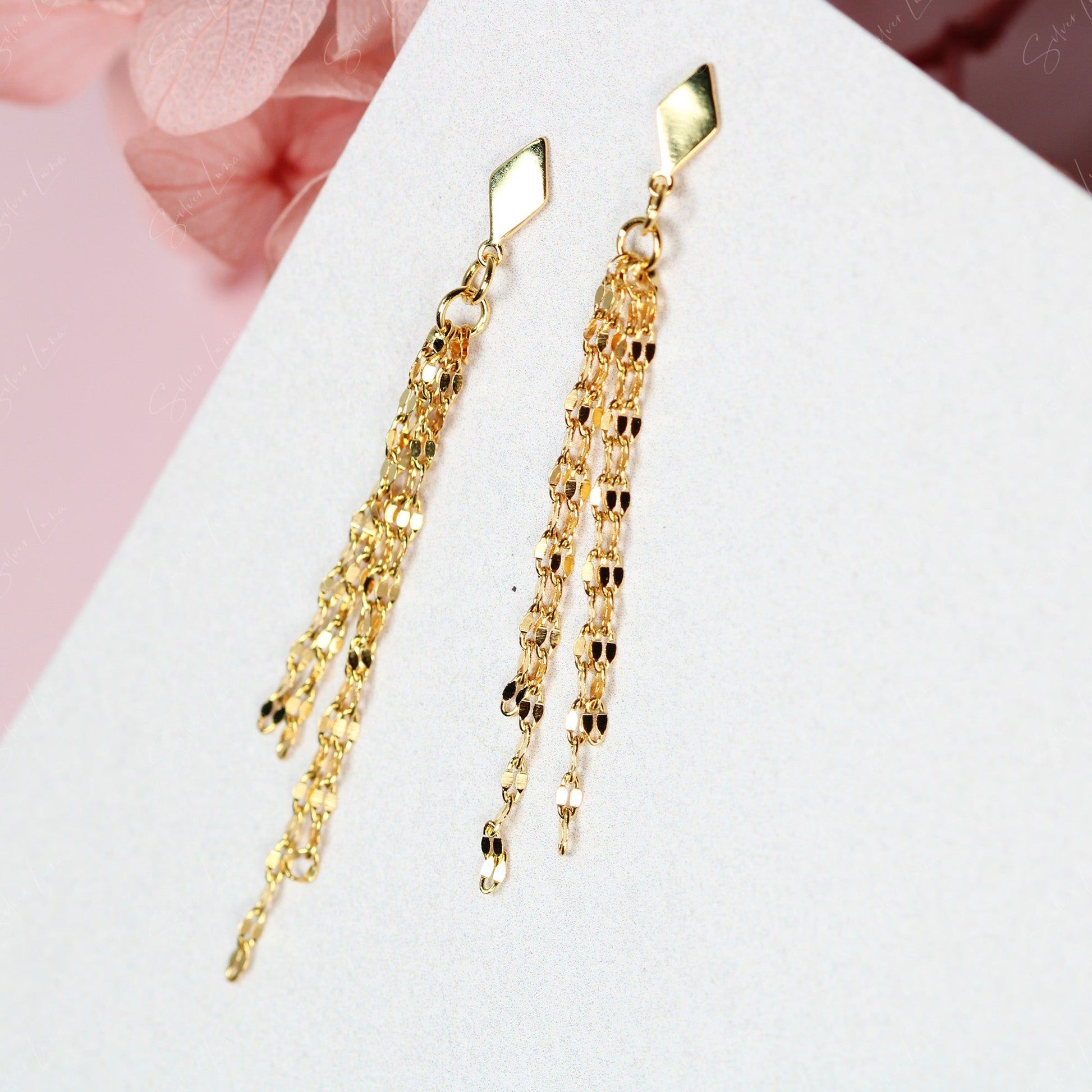 twist chain dangle drop earrings