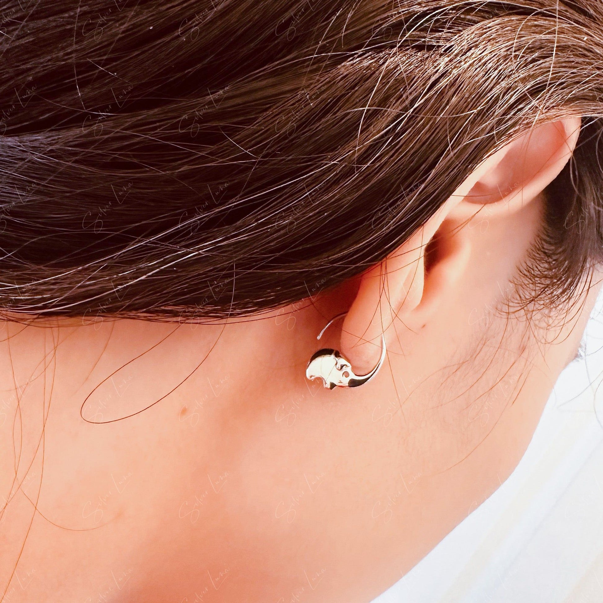 hanging elephant stud earrings