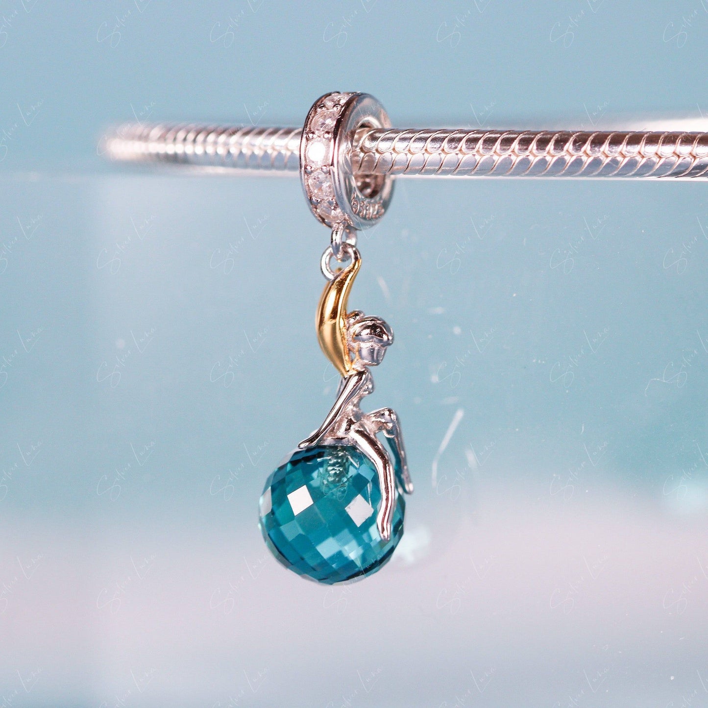 fairy on crystal ball pendant charm