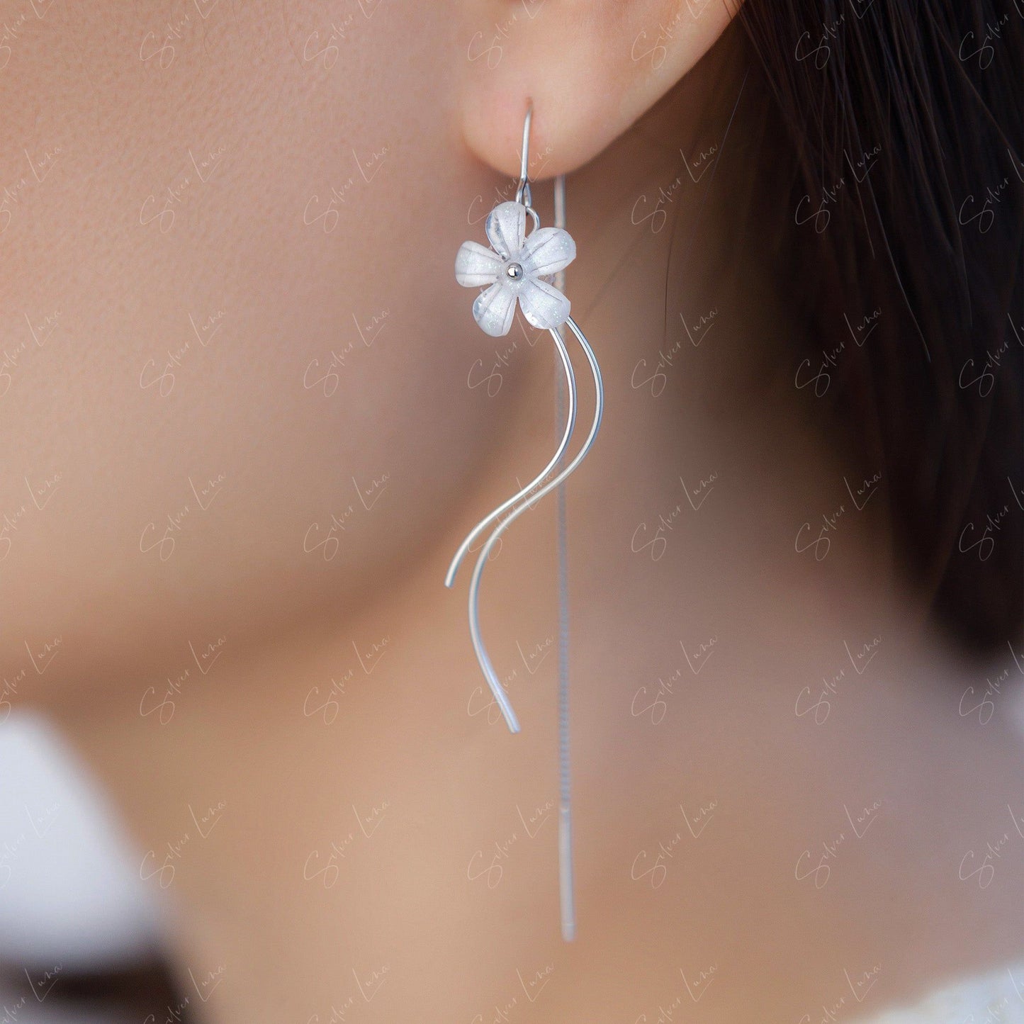 cherry blossom flower dangle earrings