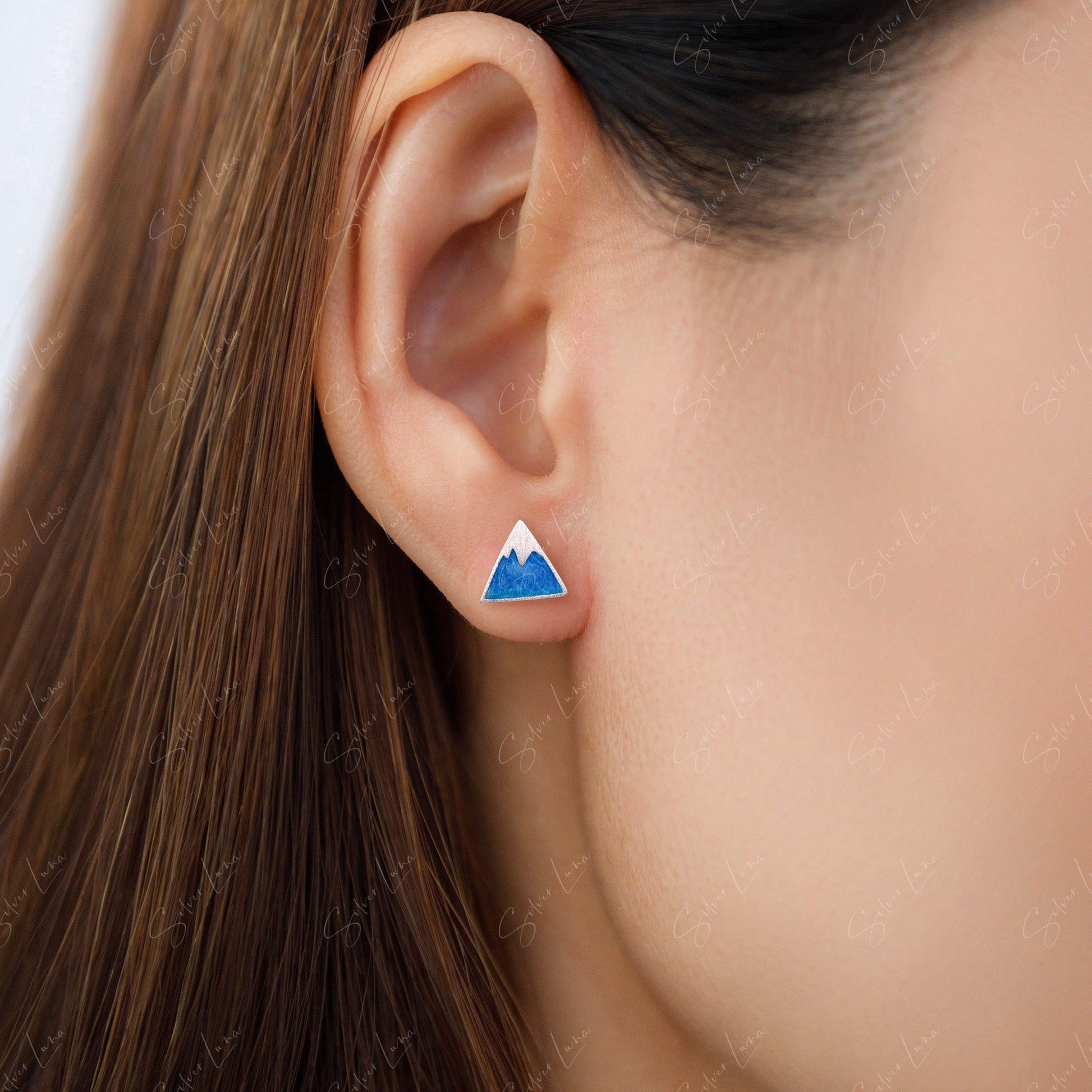 fuji mountain stud earrings