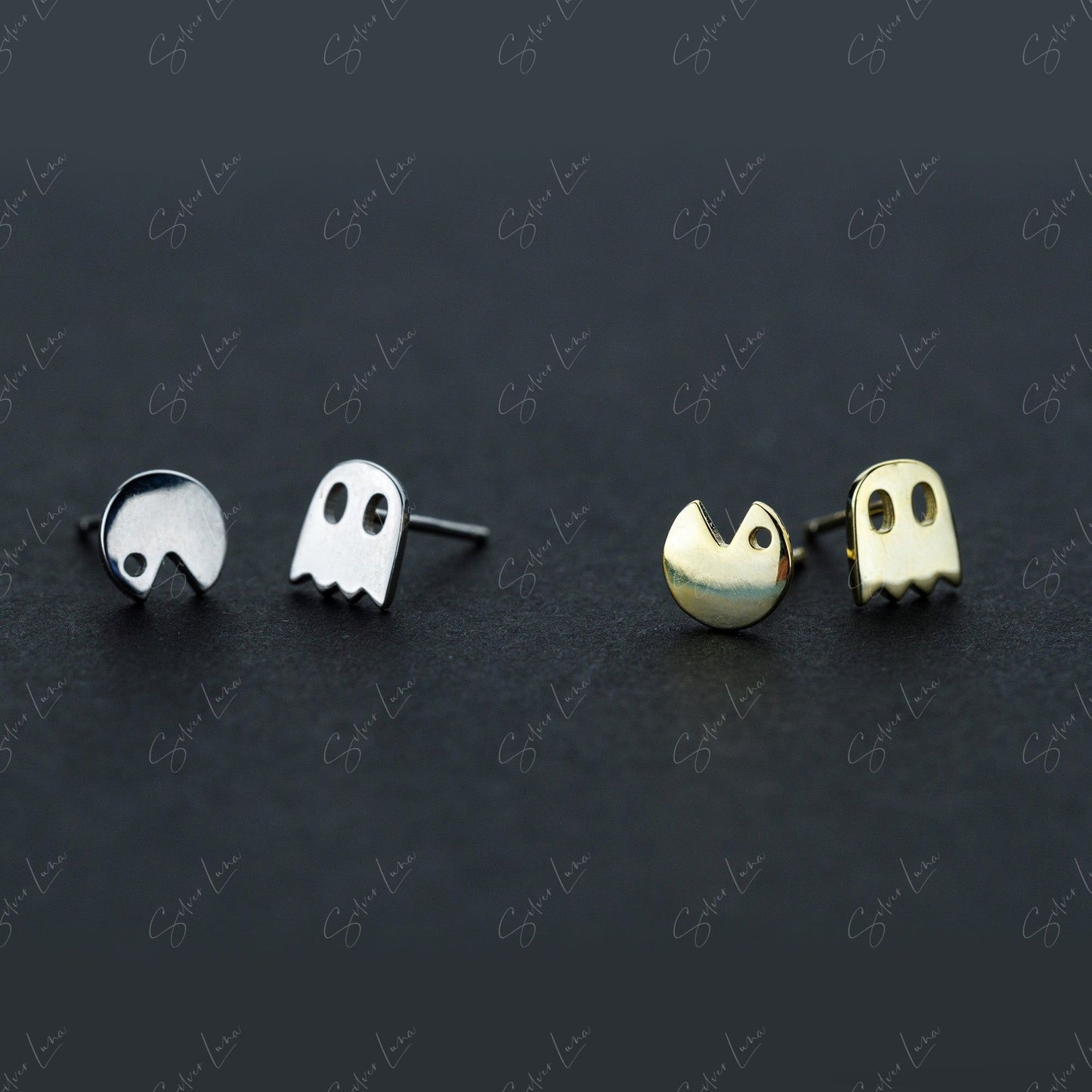 Ghost sterling silver stud earrings