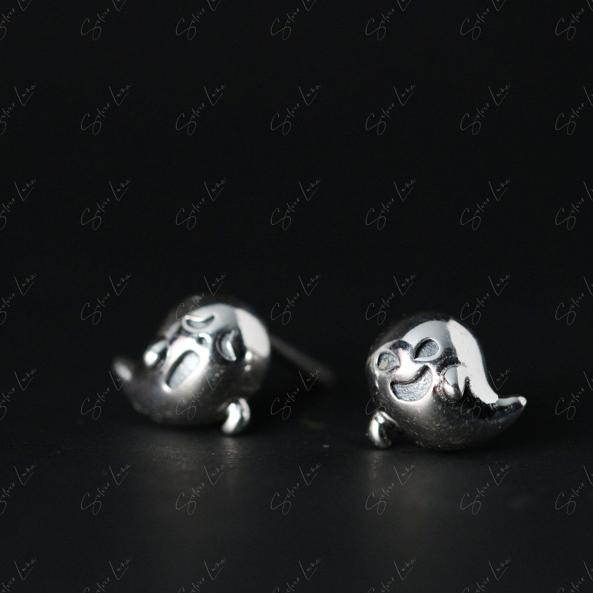 sterling silver ghost stud earrings