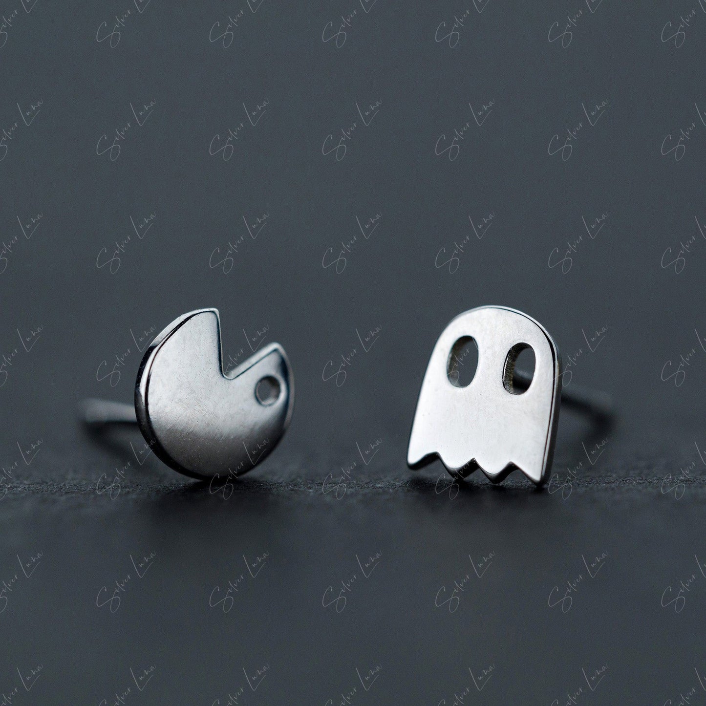 Ghost sterling silver stud earrings