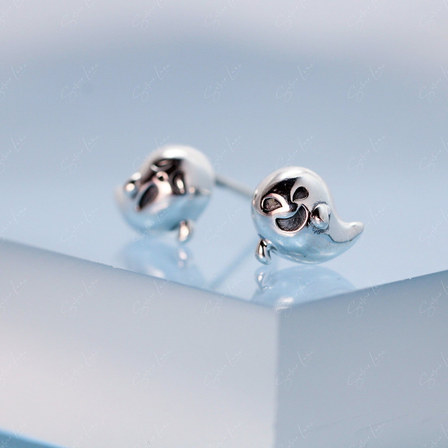 sterling silver ghost stud earrings