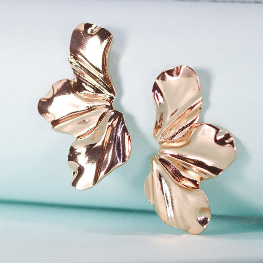 Golden flower big statement earrings