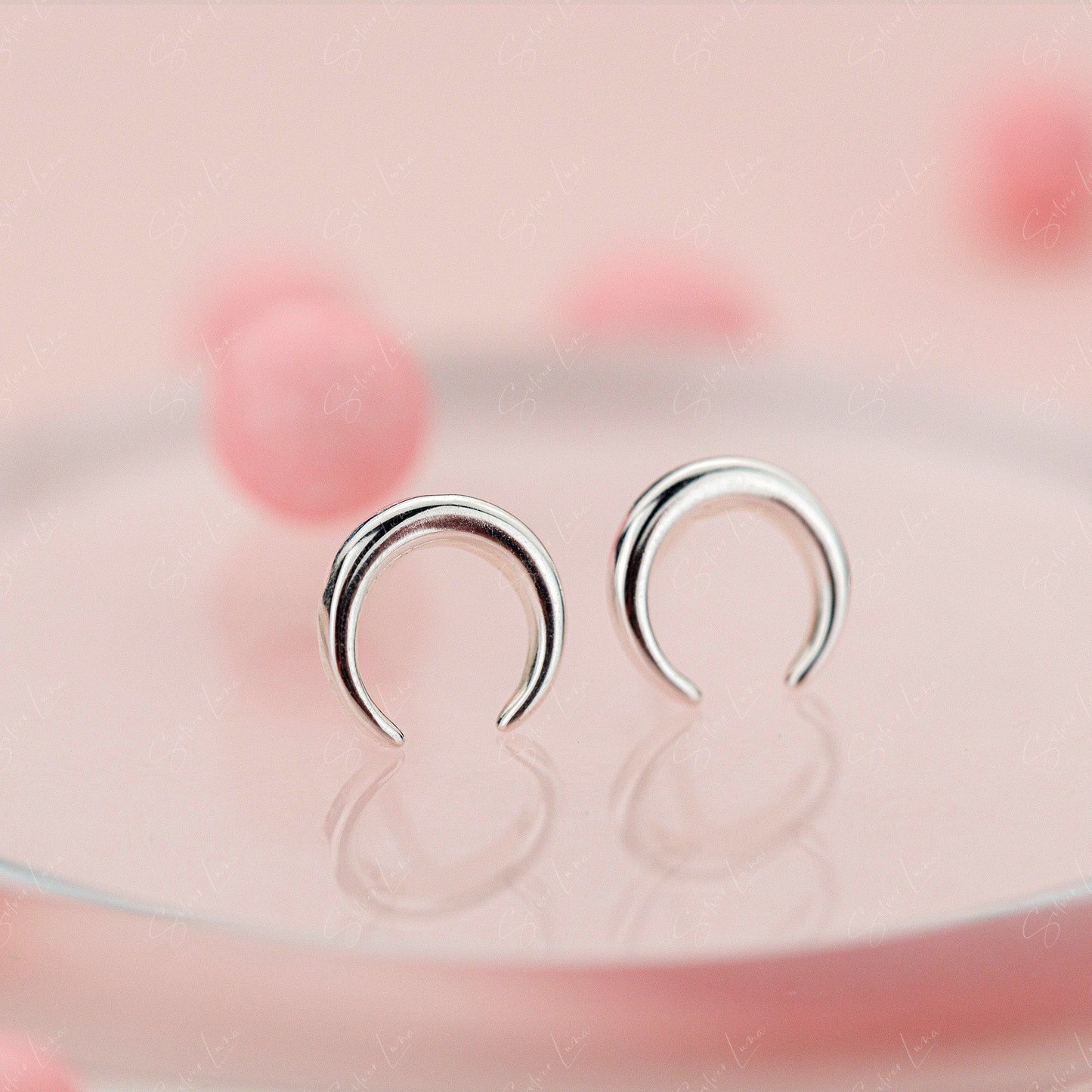 crescent moon stud earrings