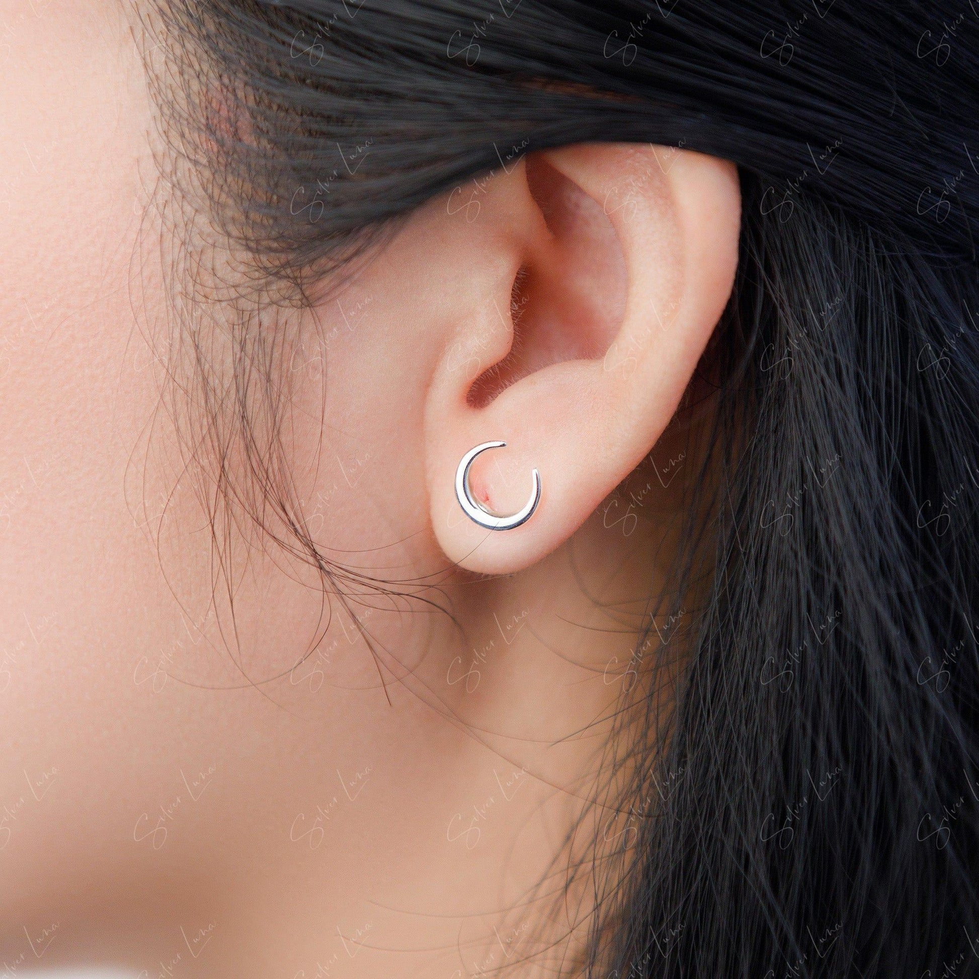 crescent moon stud earrings