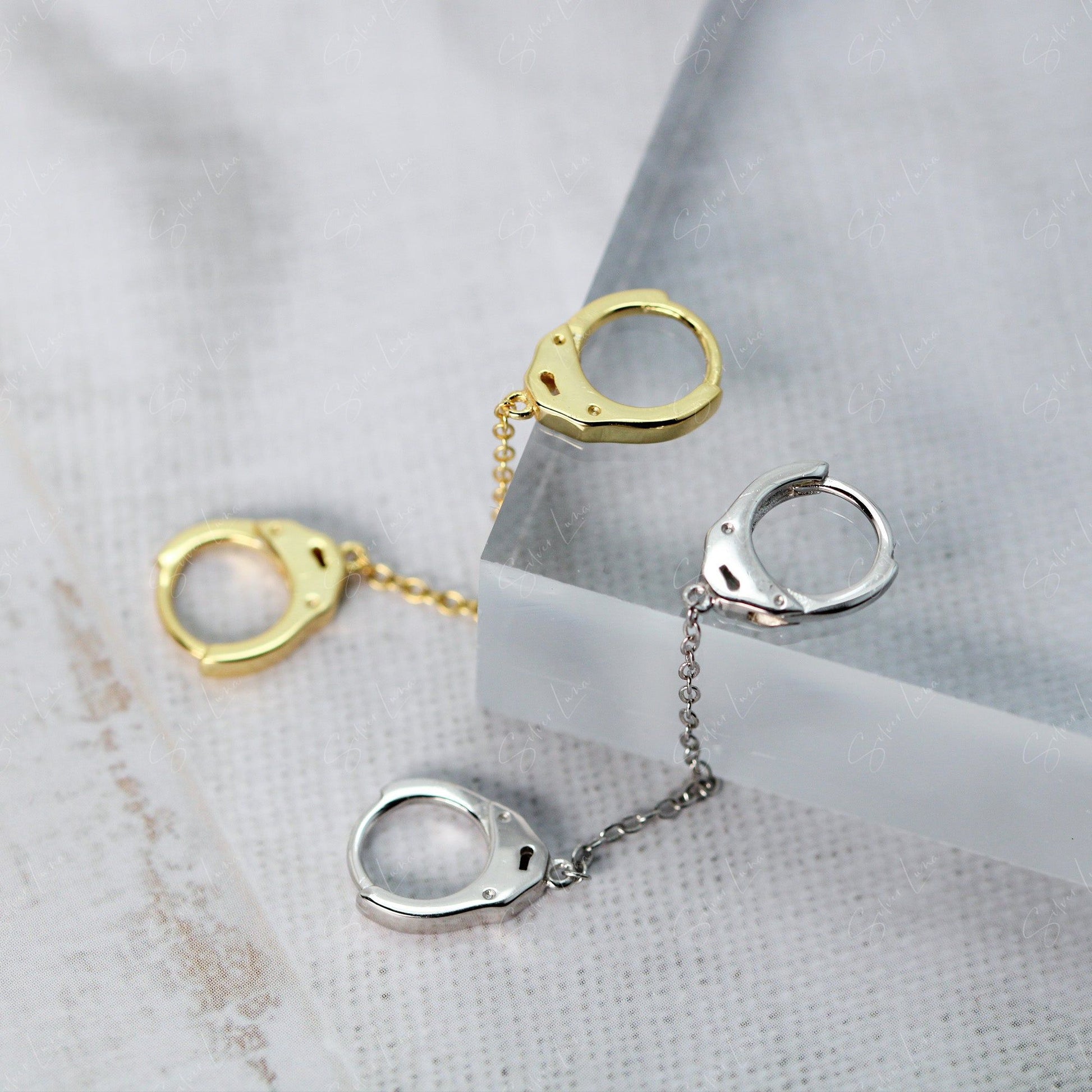 double hoop handcuffs earrings