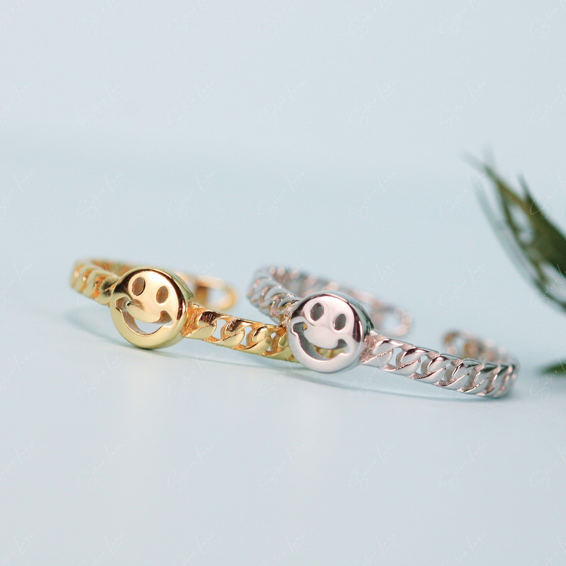 happy face adjustable ring