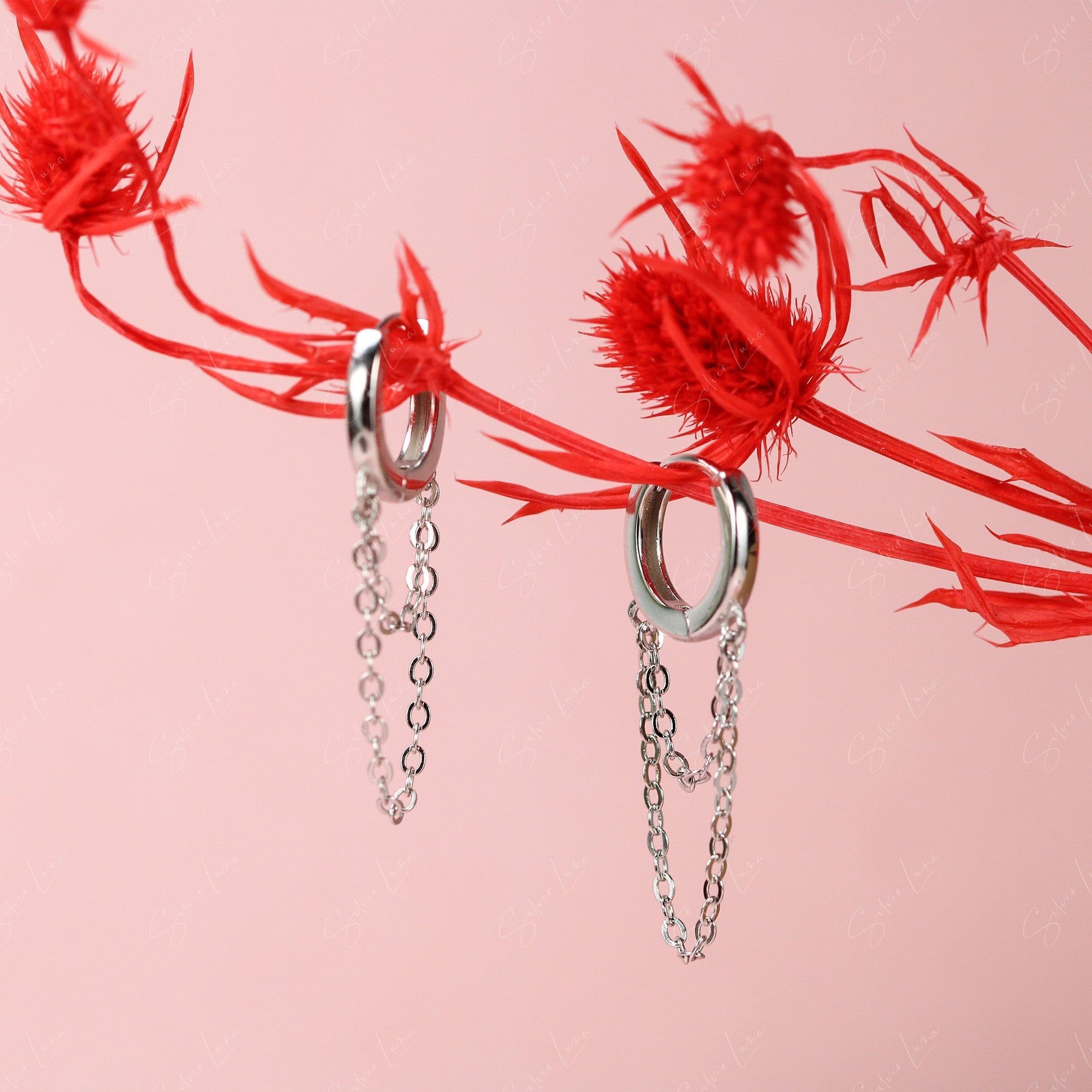silver chain hoop earrings