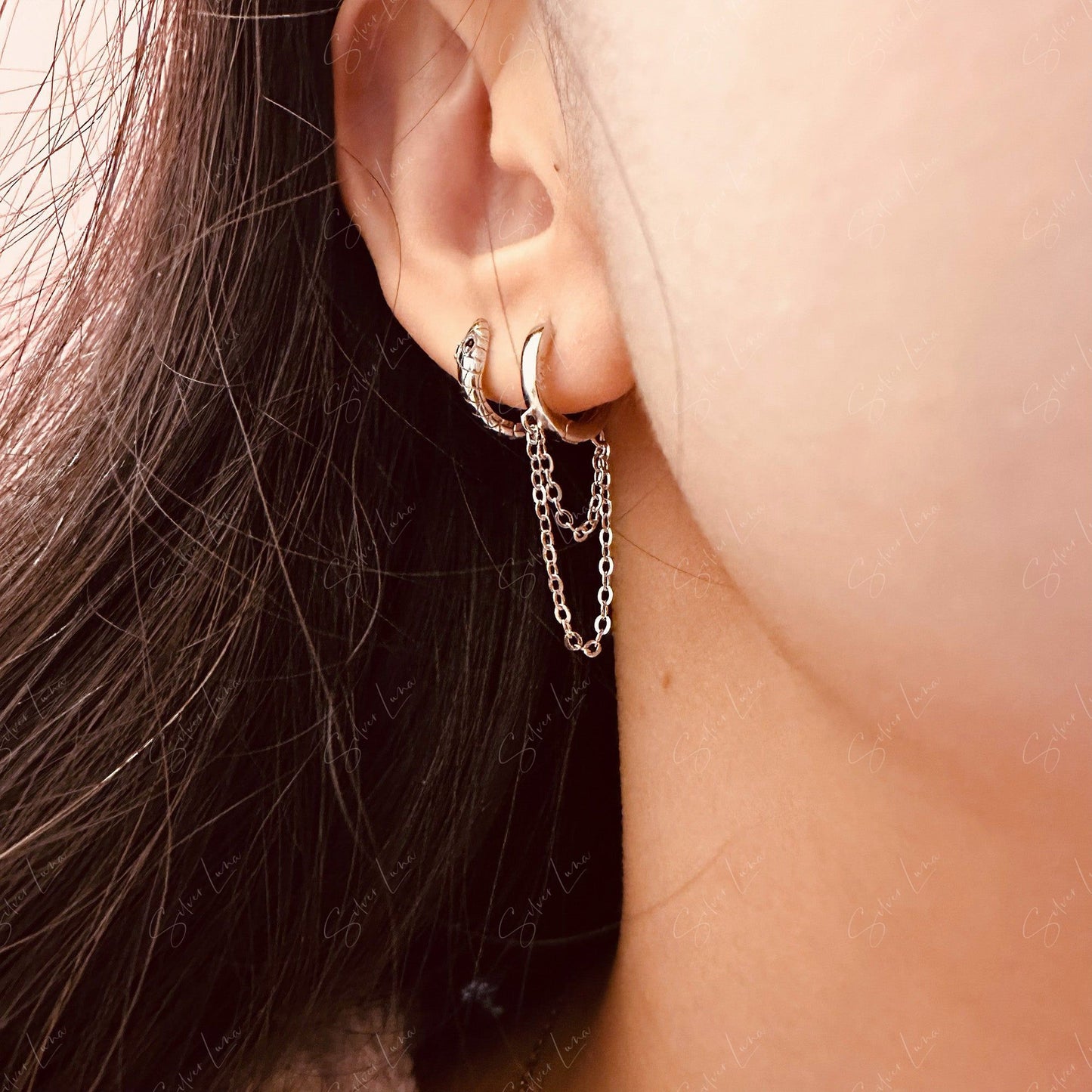 unique chain hoop earrings