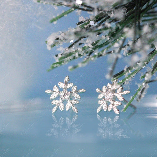 Snowflake sterling silver stud earrings