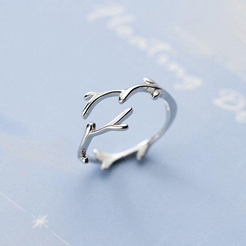 Tree branches adjustable sterling silver ring