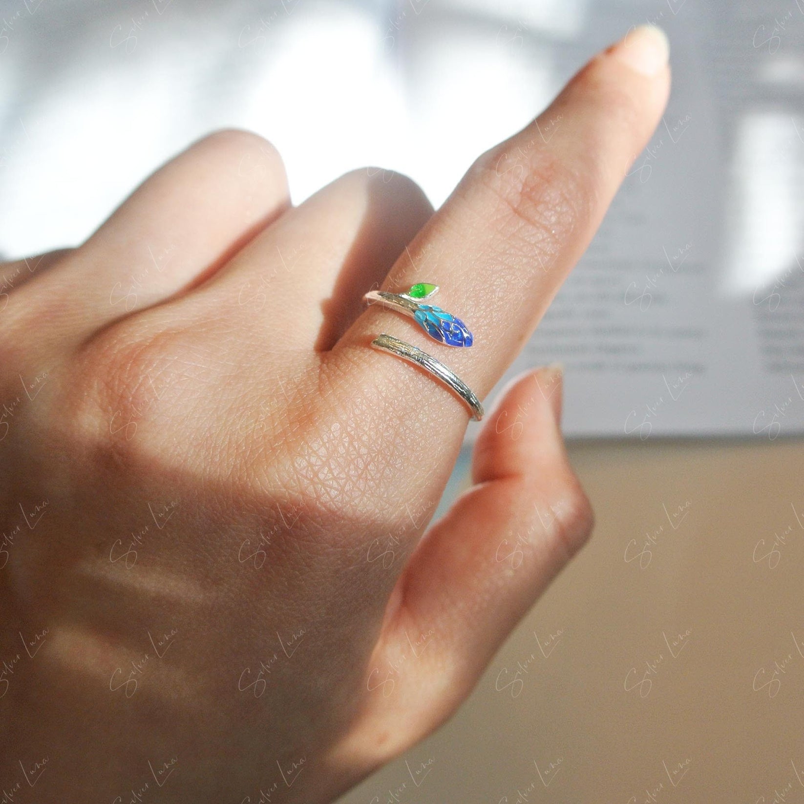 Tree branch wrap resizable silver ring – The Silver Luna