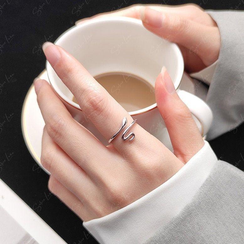 Dainty snake wrap adjustable sterling silver ring