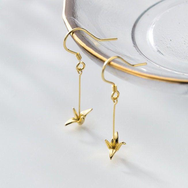 paper crane drop earrings