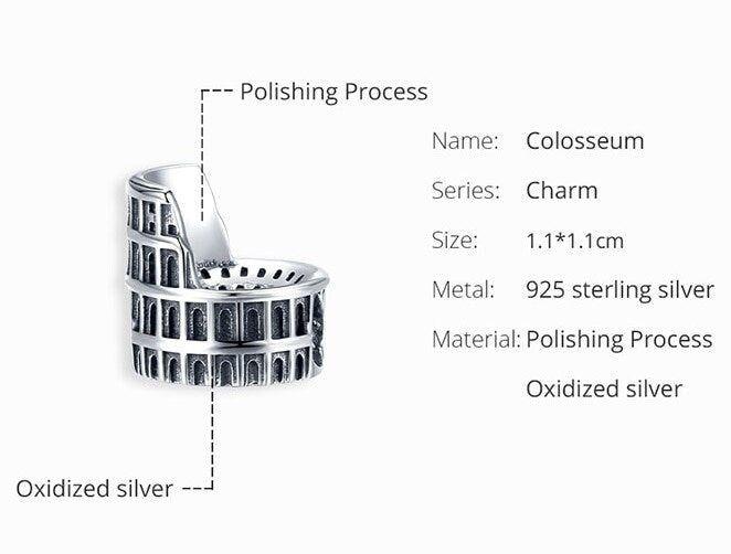 The colosseum sterling silver bead charm for bracelet