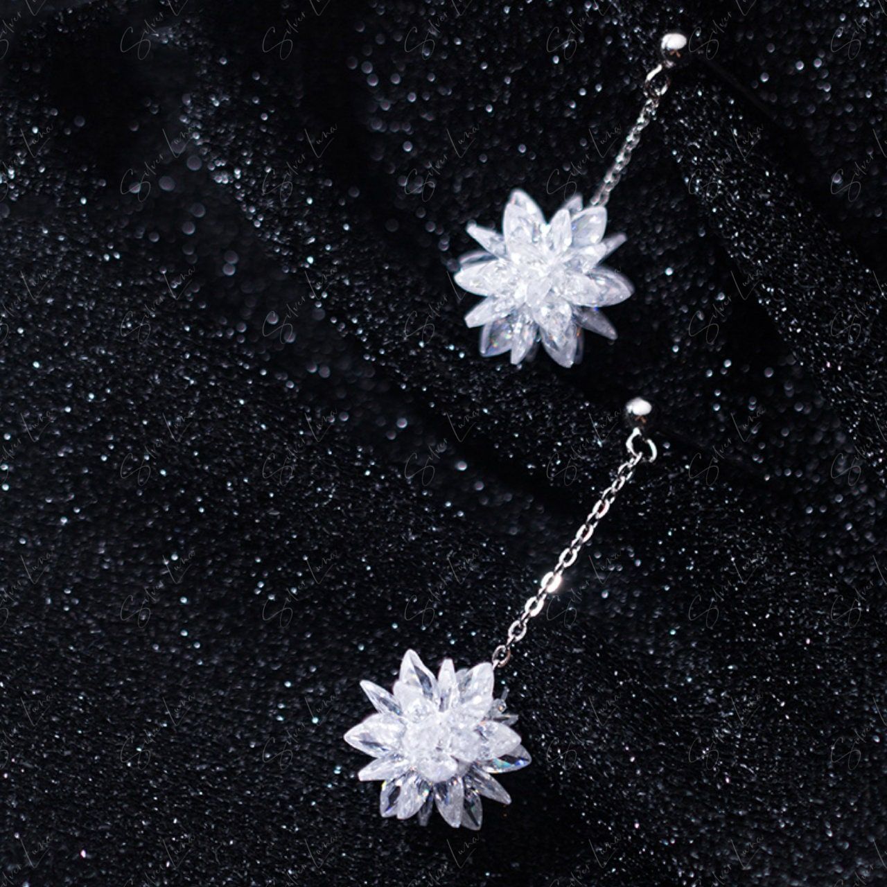 snowflake flower dangle drop earrings