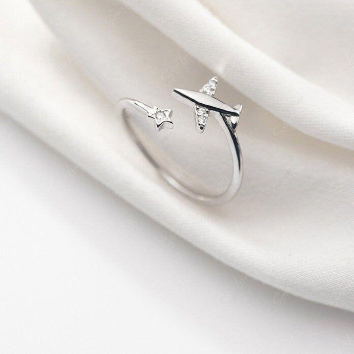 airplane adjustable sterling silver ring