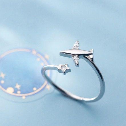 airplane adjustable sterling silver ring