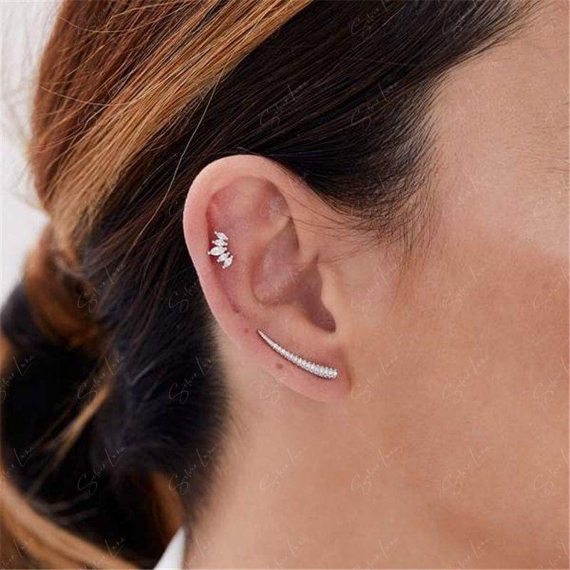 Cubic zirconia flower cartilage screw earrings
