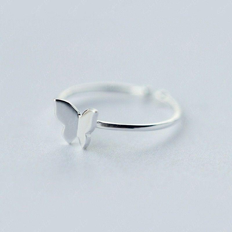Dainty butterflies adjustable sterling silver ring
