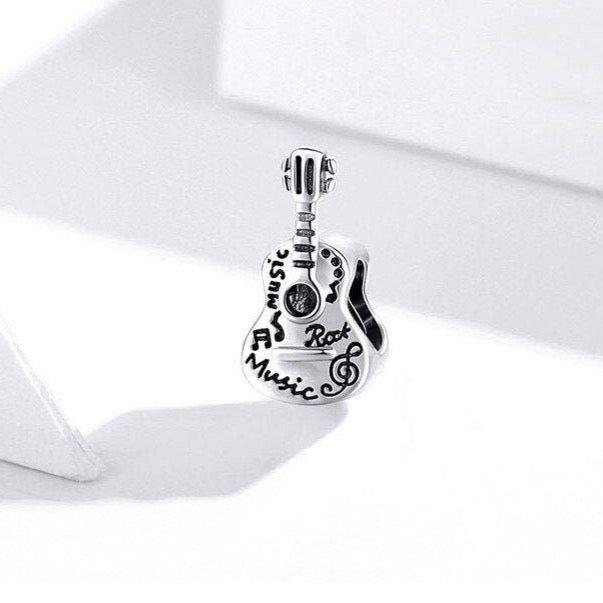 silver guitar bead charm for bracelet