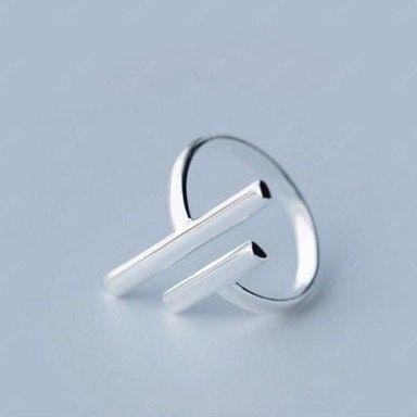Geometric abstract stick open band ring