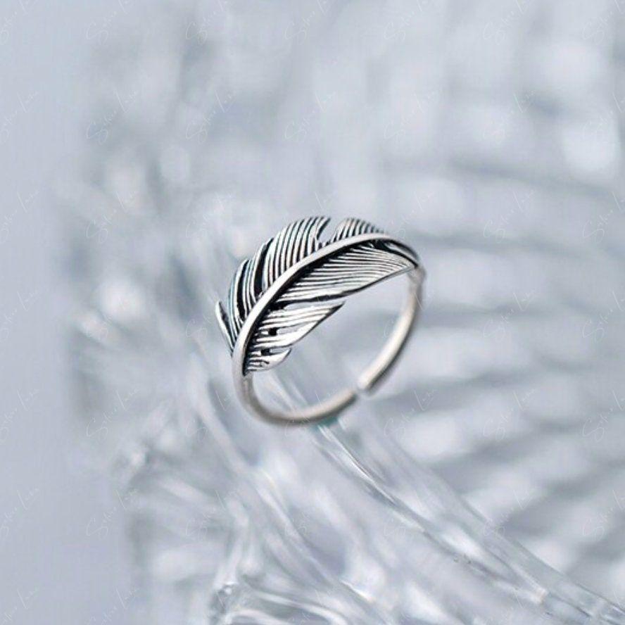 Feather wrap statement adjustable ring