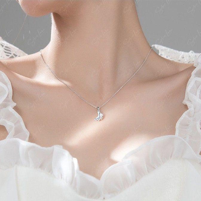 Synthetic moonstone pendant necklace