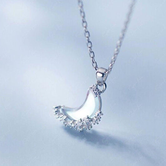 Synthetic moonstone pendant necklace