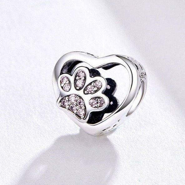 heart paw bead charm