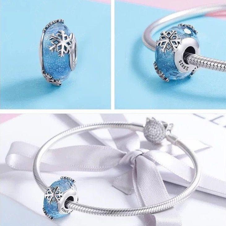 Sparkle snowflake Murano glass bead charms