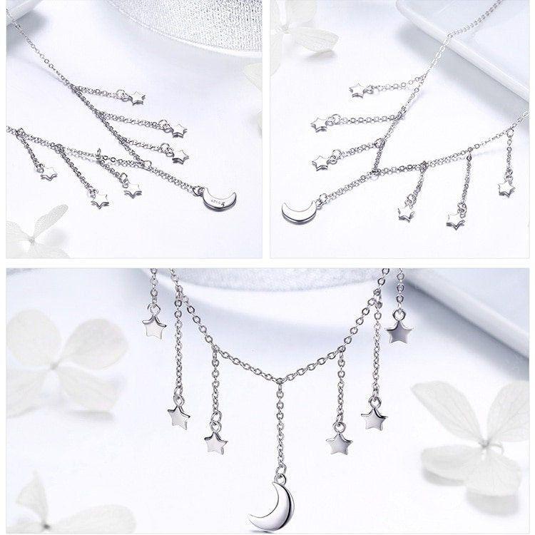 Celestial moon and star choker necklace