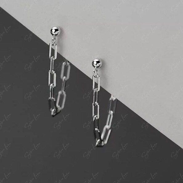 link chain silver earrings