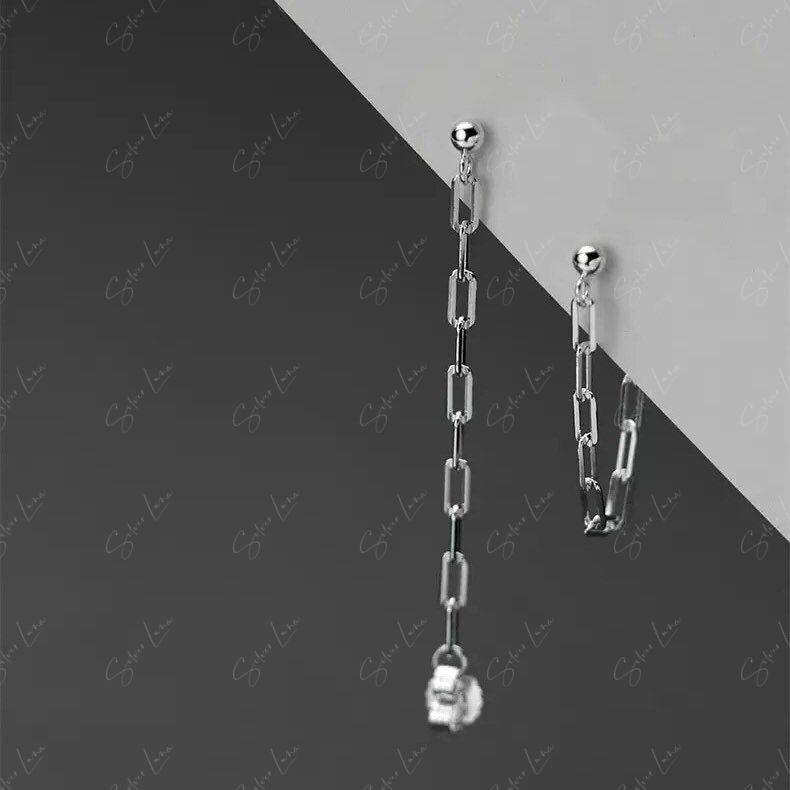 Unique link chain sterling silver earrings