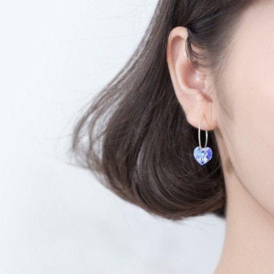 crystal heart hoop earrings