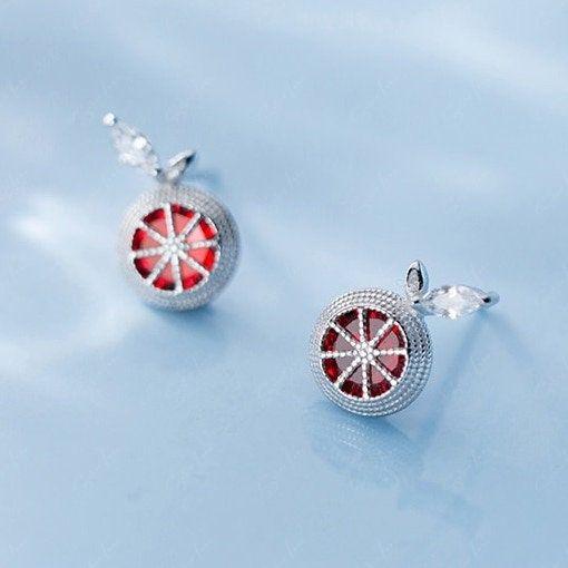 pomegranate stud earrings in sterling silver