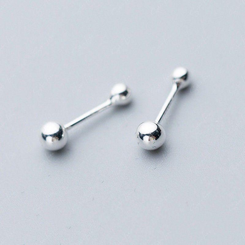 Screw ball sterling silver stud earrings