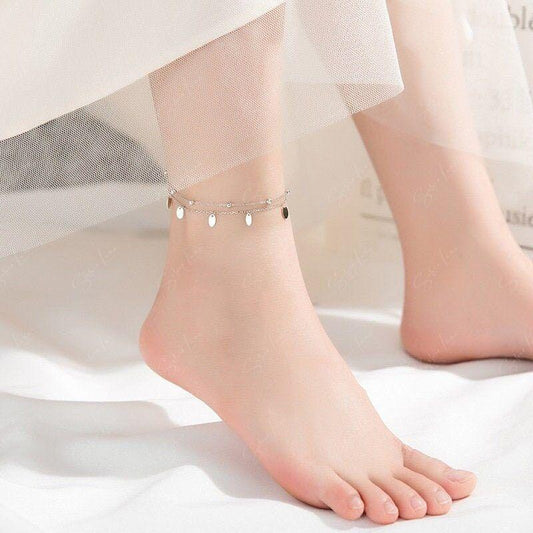 Bohemian double layer balls and tags anklet