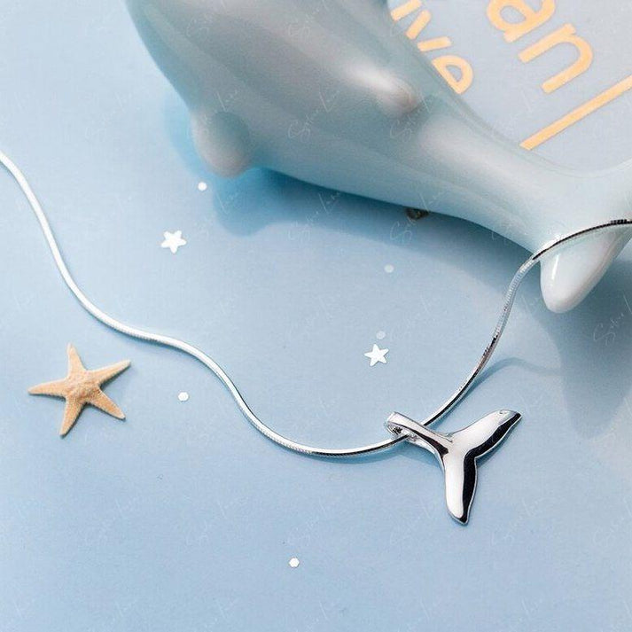 ANKLE BRACELET Mermaid Pendant and Diamond-Cut (DC) Ball Chain 10