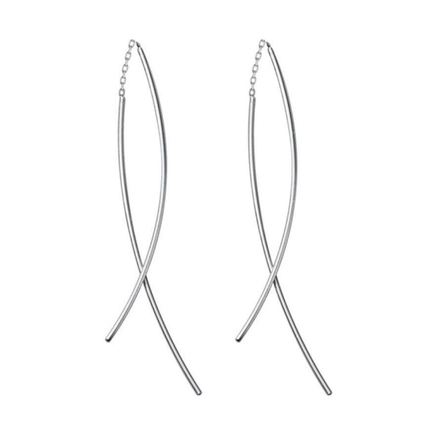 Double stick dangle drop earrings in sterling silver