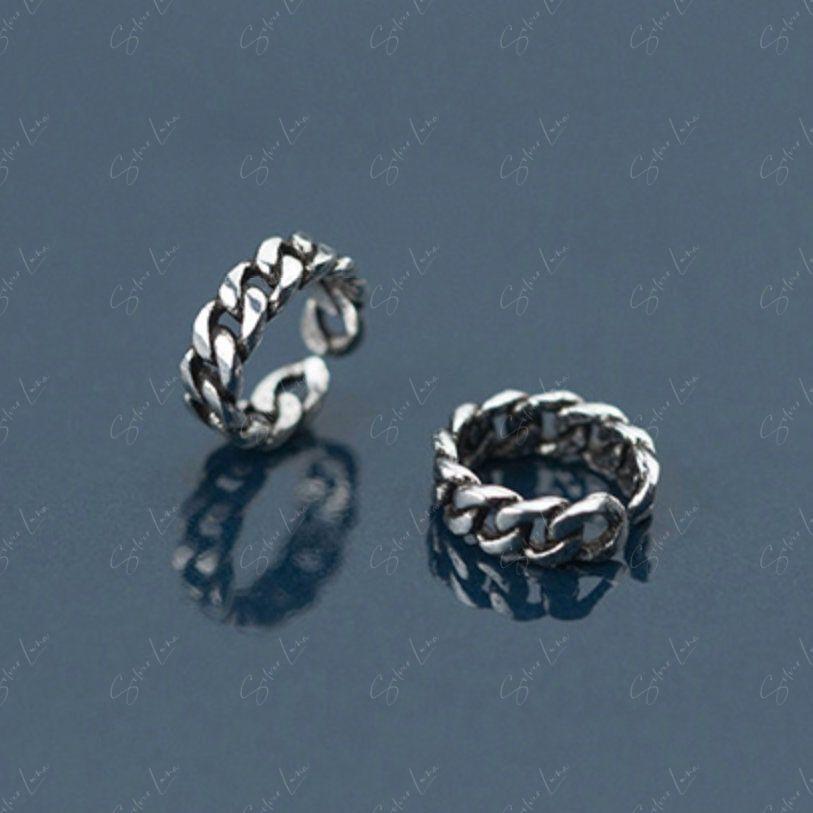 Link chain sterling silver ear cuffs