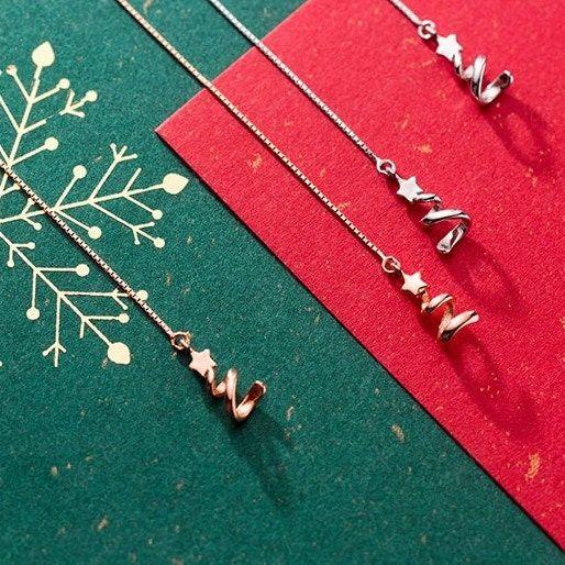 Christmas tree drop ear threaders