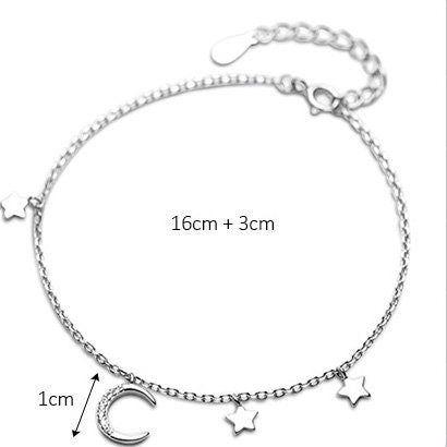 Dainty moon and star charms bracelet