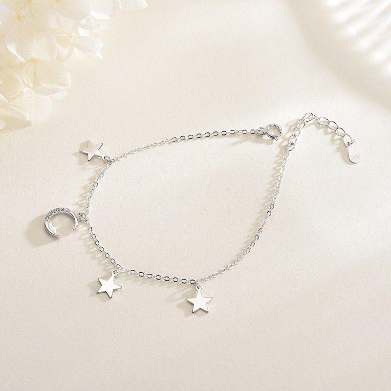 moon and star sterling silver bracelet