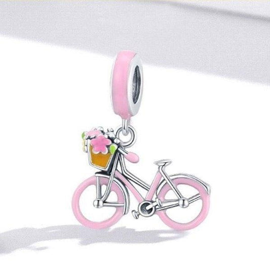 pink bicycle pendant charm