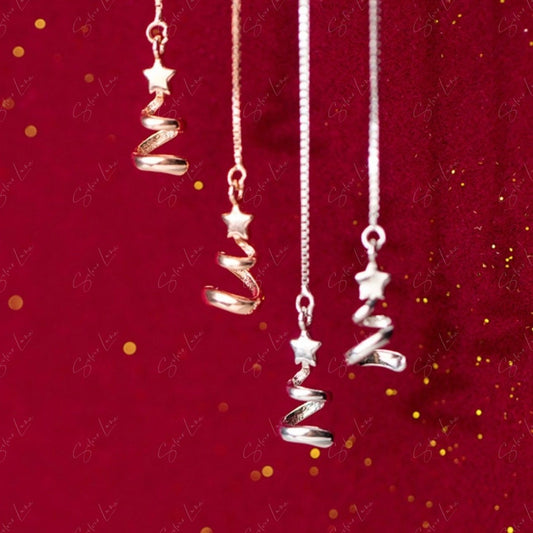 Christmas tree dangle drop ear threaders